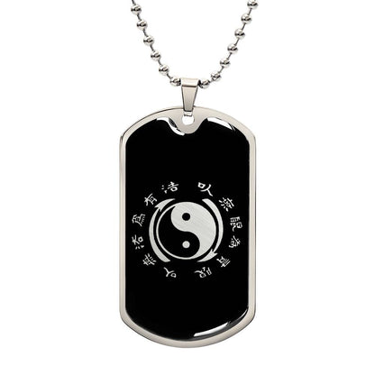 Yin Yang Dog Tag Necklace - Symbol of Harmony and Strength Dog Tag Stainless Steel or 18k Gold w 24" Chain-Express Your Love Gifts