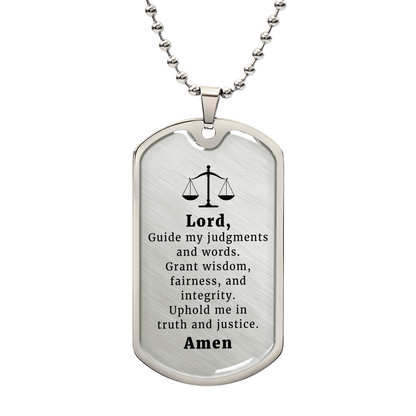 Judge and Lawyer's Prayer Necklace Stainless Steel or 18k Gold Dog Tag 24" Chain-Express Your Love Gifts