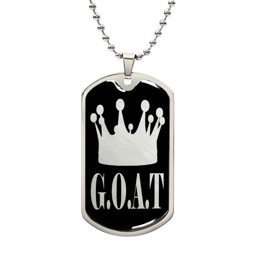 GOAT Greatest of All Time Necklace Dog Tag Stainless Steel or 18k Gold w 24"Chain-Express Your Love Gifts
