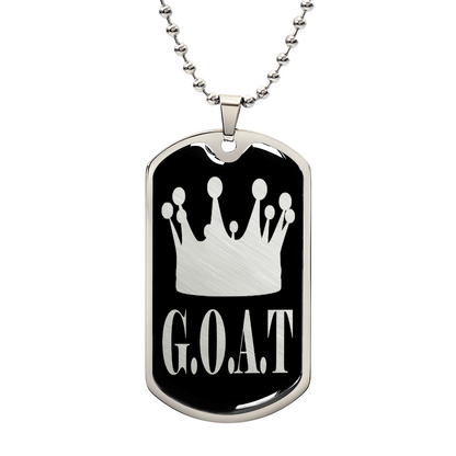 GOAT Greatest of All Time Necklace Dog Tag Stainless Steel or 18k Gold w 24"Chain-Express Your Love Gifts