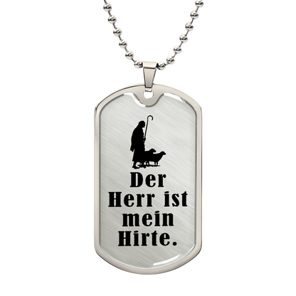 Lord is My Shephard Psalm 23 German Necklace Stainless Steel or 18k Gold Dog Tag 24" Chain-Express Your Love Gifts