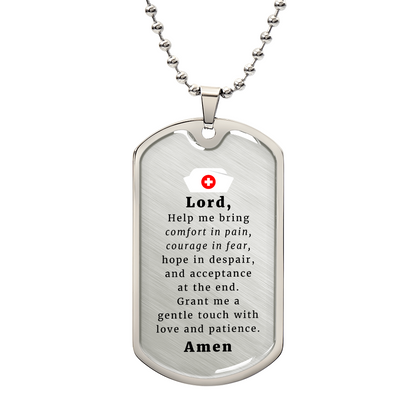 Nurse's Prayer Necklace Stainless Steel or 18k Gold Dog Tag 24" Chain-Express Your Love Gifts