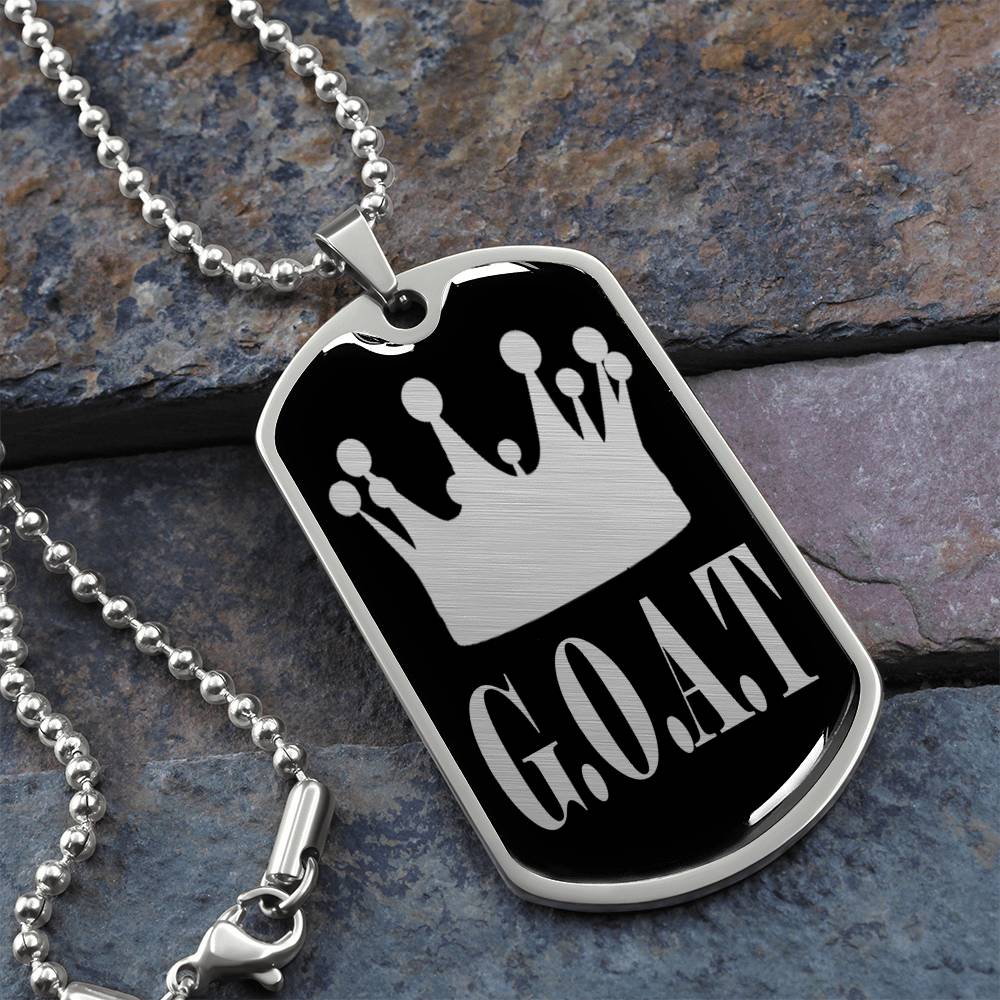 GOAT Greatest of All Time Necklace Dog Tag Stainless Steel or 18k Gold w 24"Chain-Express Your Love Gifts