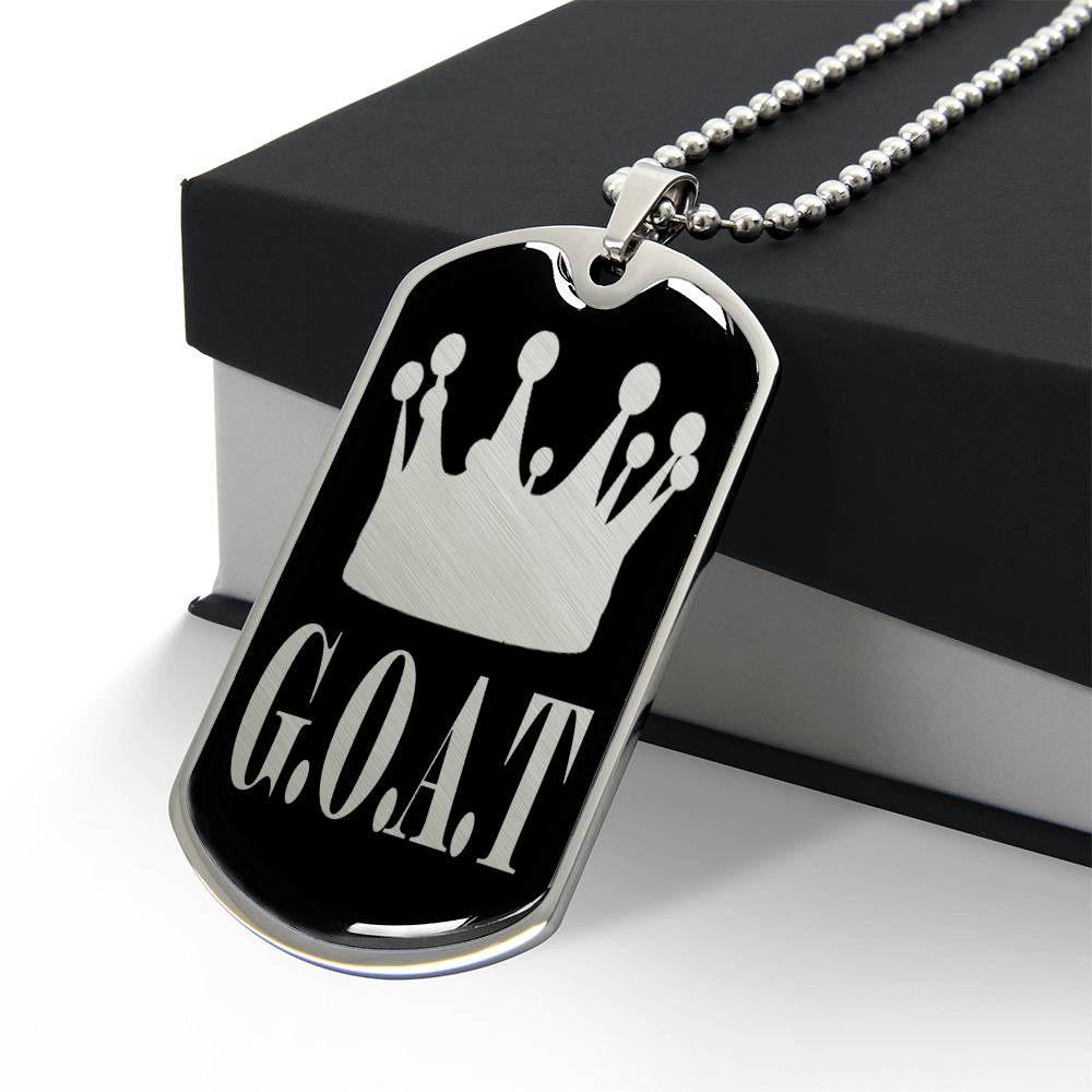 GOAT Greatest of All Time Necklace Dog Tag Stainless Steel or 18k Gold w 24"Chain-Express Your Love Gifts