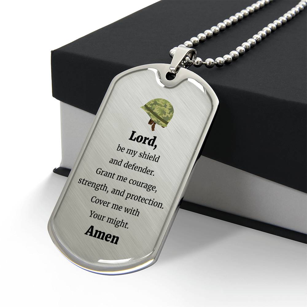 Soldier's Prayer Necklace Stainless Steel or 18k Gold Dog Tag 24" Chain-Express Your Love Gifts