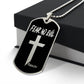 Fear No Evil Psalm 23.4 Necklace Dog Tag Stainless Steel or 18k Gold w 24" Chain-Express Your Love Gifts