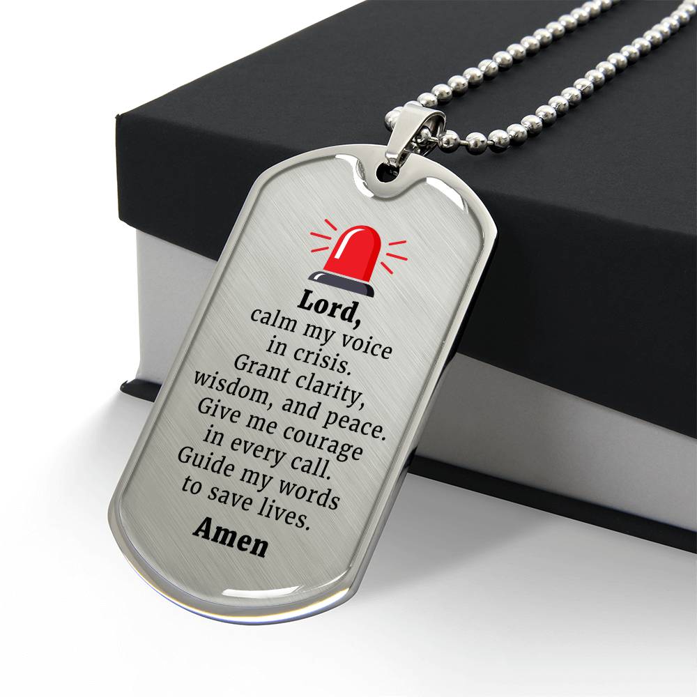 Dispatcher's Prayer Necklace Stainless Steel or 18k Gold Dog Tag 24" Chain-Express Your Love Gifts