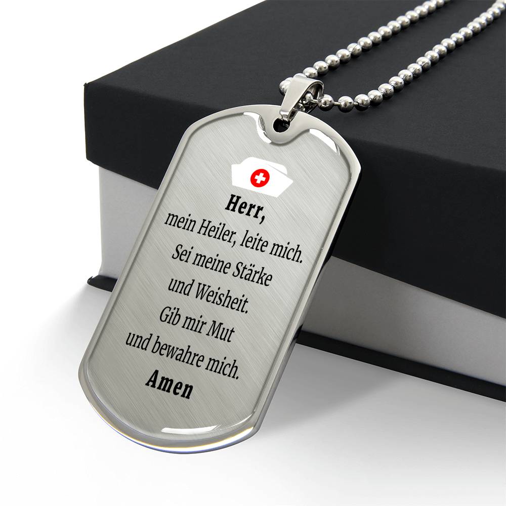 Krankenschwester Krankenpfleger Nurse Prayer Necklace Stainless Steel or 18k Gold Dog Tag 24" Chain-Express Your Love Gifts