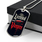Licensed Vampire Phlebotomist Nurse Necklace Stainless Steel or 18k Gold Dog Tag 24"-Express Your Love Gifts