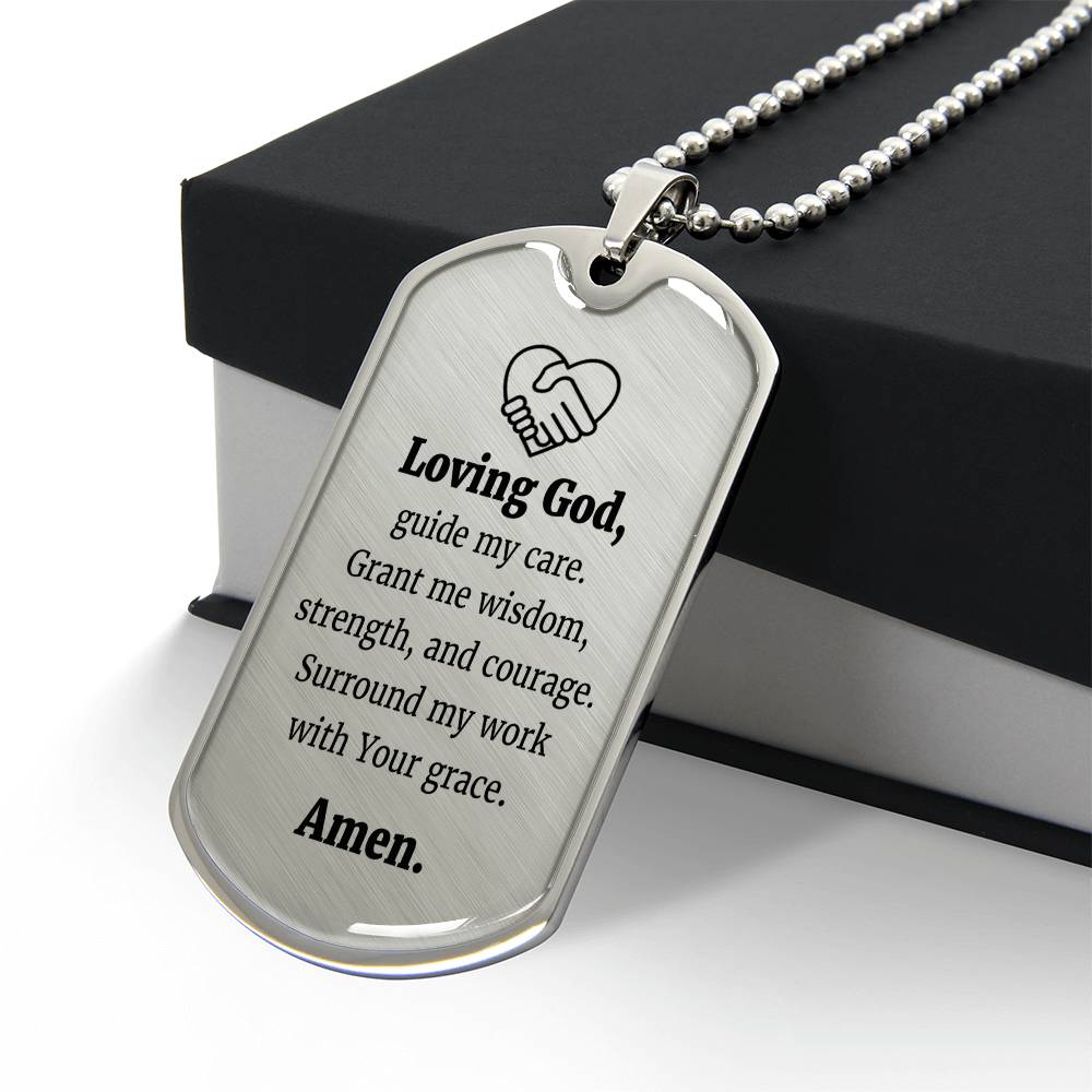 Social Worker's Prayer Necklace Stainless Steel or 18k Gold Dog Tag 24" Chain-Express Your Love Gifts