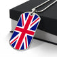 UK Flag Necklace Dog Tag Stainless Steel or 18k Gold 24" Chain-Express Your Love Gifts