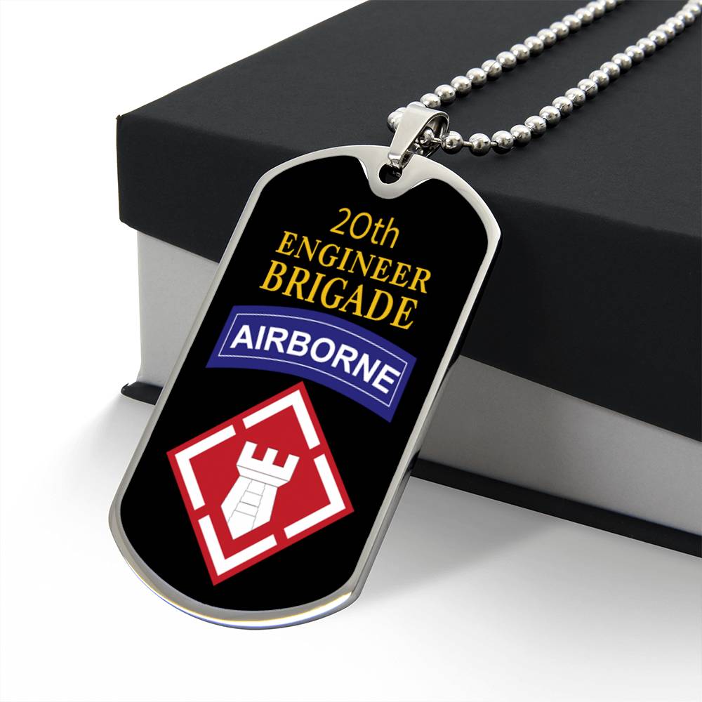 20th Engineer Brigade Necklace Dog Tag Stainless Steel or 18k Gold 24" Chain-Express Your Love Gifts