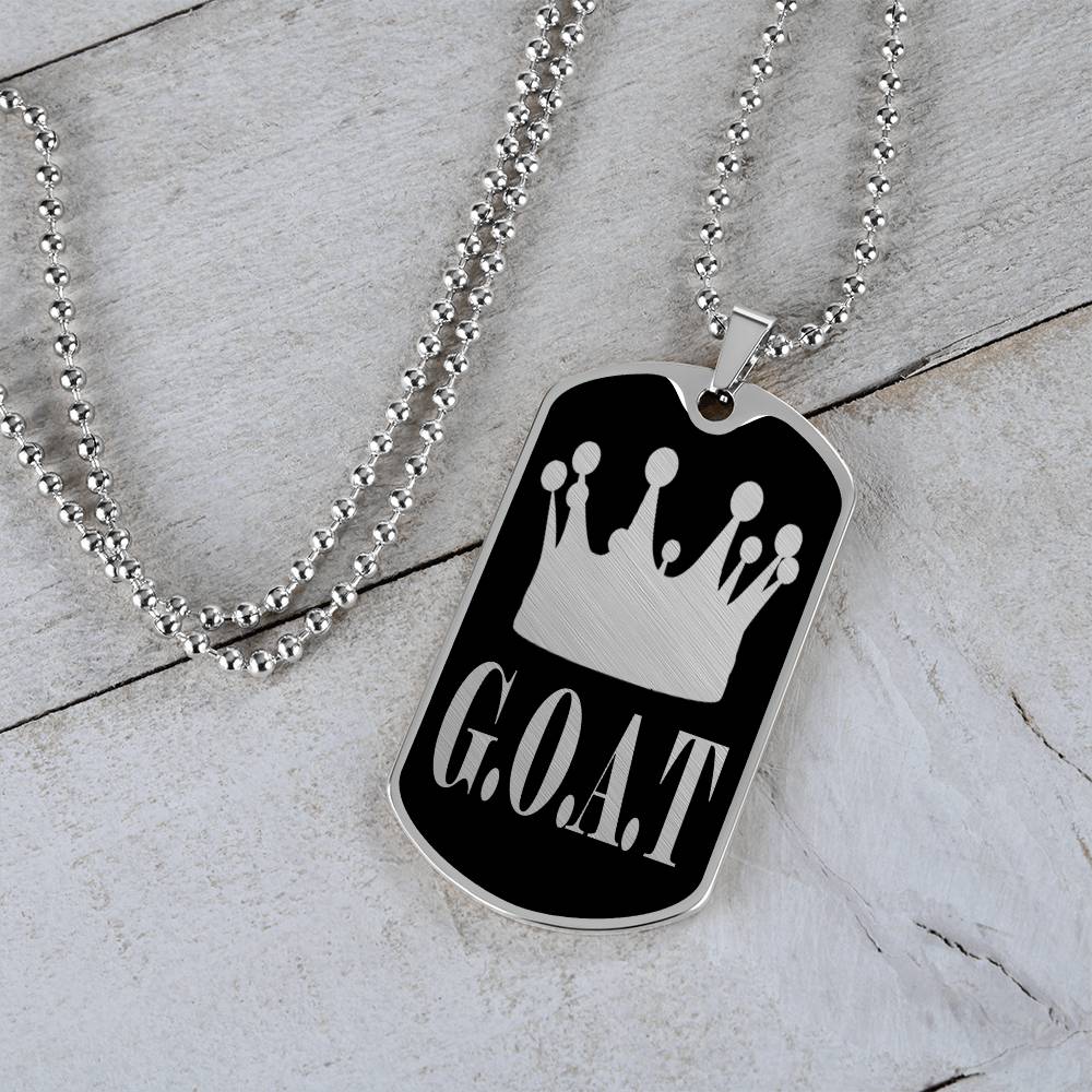 GOAT Greatest of All Time Necklace Dog Tag Stainless Steel or 18k Gold w 24"Chain-Express Your Love Gifts