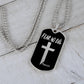 Fear No Evil Psalm 23.4 Necklace Dog Tag Stainless Steel or 18k Gold w 24" Chain-Express Your Love Gifts