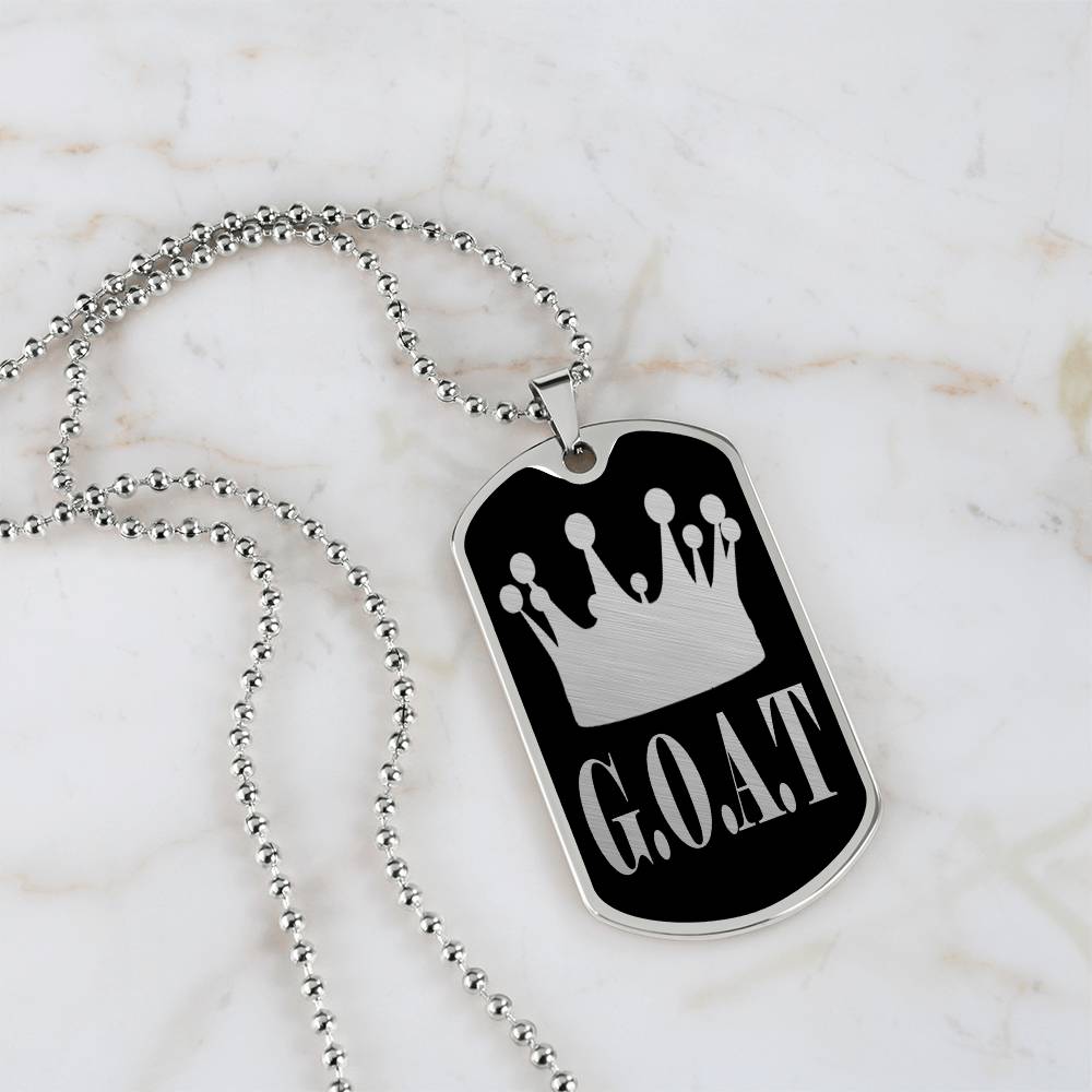 GOAT Greatest of All Time Necklace Dog Tag Stainless Steel or 18k Gold w 24"Chain-Express Your Love Gifts