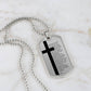 Lord's Prayer French Notre Père Necklace Dog Tag Stainless Steel or 18k Gold w 24" Chain-Express Your Love Gifts