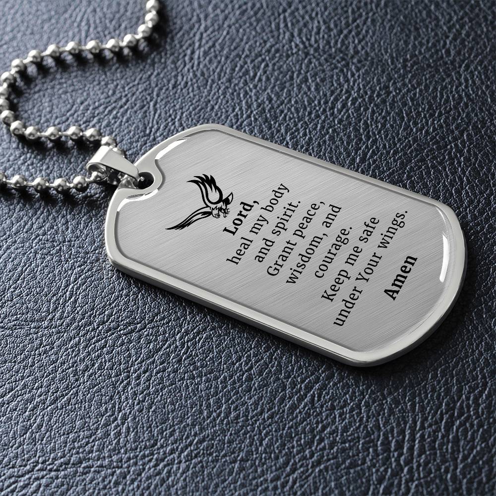 Veteran's Prayer Necklace Stainless Steel or 18k Gold Dog Tag 24" Chain-Express Your Love Gifts