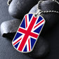 UK Flag Necklace Dog Tag Stainless Steel or 18k Gold 24" Chain-Express Your Love Gifts