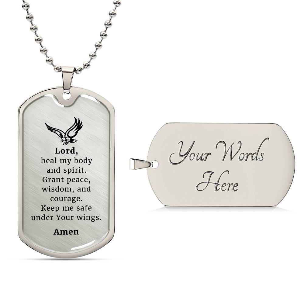 Veteran's Prayer Necklace Stainless Steel or 18k Gold Dog Tag 24" Chain-Express Your Love Gifts