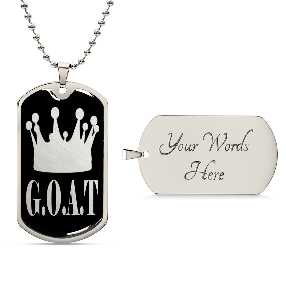 GOAT Greatest of All Time Necklace Dog Tag Stainless Steel or 18k Gold w 24"Chain-Express Your Love Gifts