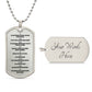 Ten Commandments French Necklace Dog Tag Stainless Steel or 18k Gold 24" Chain-Express Your Love Gifts