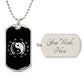 Yin Yang Dog Tag Necklace - Symbol of Harmony and Strength Dog Tag Stainless Steel or 18k Gold w 24" Chain-Express Your Love Gifts