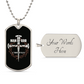 Man of God Cross Timothy Necklace Dog Tag Stainless Steel or 18k Gold w 24" Chain-Express Your Love Gifts