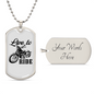 Live To Ride Biker Necklace Stainless Steel or 18k Gold Dog Tag 24"-Express Your Love Gifts