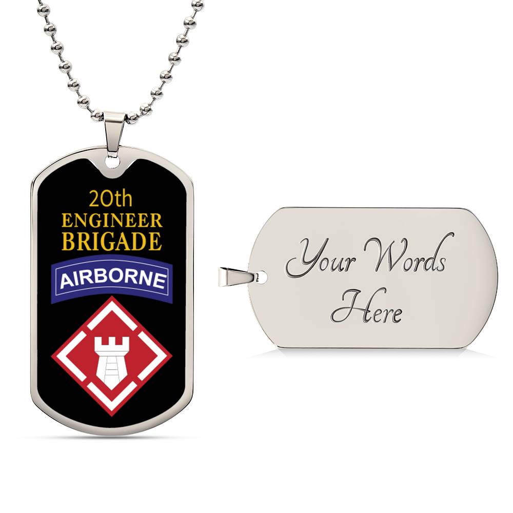 20th Engineer Brigade Necklace Dog Tag Stainless Steel or 18k Gold 24" Chain-Express Your Love Gifts