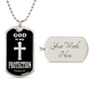 God is My Protection Psalm 91 Necklace Dog Tag Stainless Steel or 18k Gold w 24" Chain-Express Your Love Gifts
