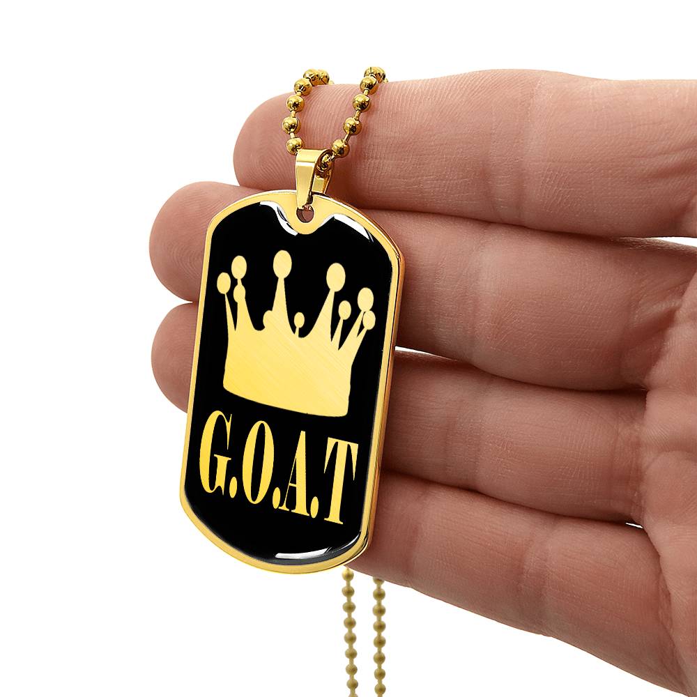 GOAT Greatest of All Time Necklace Dog Tag Stainless Steel or 18k Gold w 24"Chain-Express Your Love Gifts