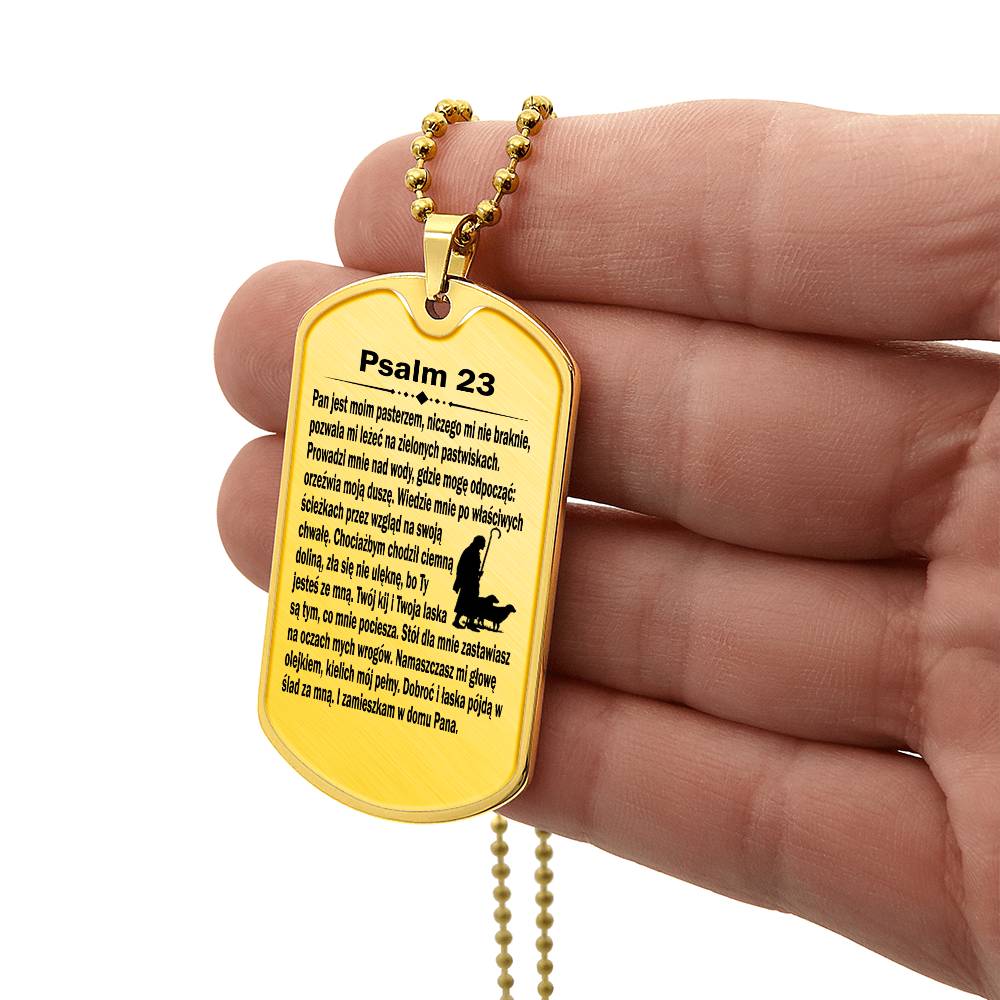 Psalm 23 Polish Psalm Dawida Necklace Dog Tag Stainless Steel or 18k Gold w 24" Chain-Express Your Love Gifts