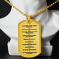 Ten Commandments French Necklace Dog Tag Stainless Steel or 18k Gold 24" Chain-Express Your Love Gifts