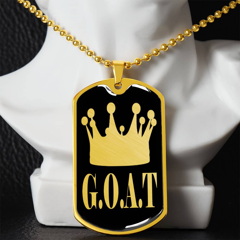 GOAT Greatest of All Time Necklace Dog Tag Stainless Steel or 18k Gold w 24"Chain-Express Your Love Gifts