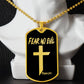 Fear No Evil Psalm 23.4 Necklace Dog Tag Stainless Steel or 18k Gold w 24" Chain-Express Your Love Gifts