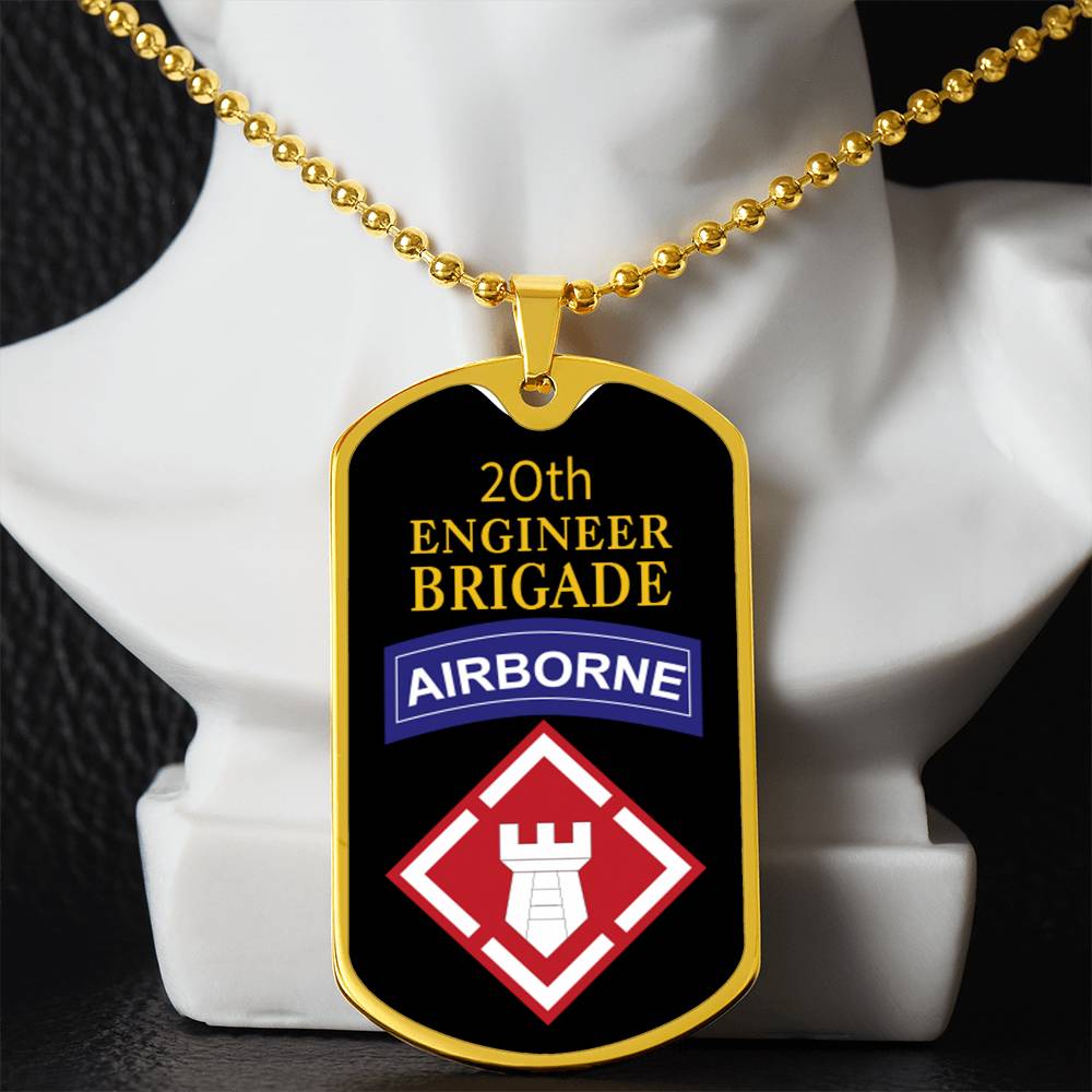 20th Engineer Brigade Necklace Dog Tag Stainless Steel or 18k Gold 24" Chain-Express Your Love Gifts