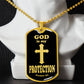 God is My Protection Psalm 91 Necklace Dog Tag Stainless Steel or 18k Gold w 24" Chain-Express Your Love Gifts
