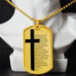 Lord's Prayer French Notre Père Necklace Dog Tag Stainless Steel or 18k Gold w 24" Chain-Express Your Love Gifts
