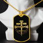 Man of God Cross Timothy Necklace Dog Tag Stainless Steel or 18k Gold w 24" Chain-Express Your Love Gifts