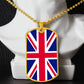 UK Flag Necklace Dog Tag Stainless Steel or 18k Gold 24" Chain-Express Your Love Gifts