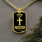 God is My Protection Psalm 91 Necklace Dog Tag Stainless Steel or 18k Gold w 24" Chain-Express Your Love Gifts