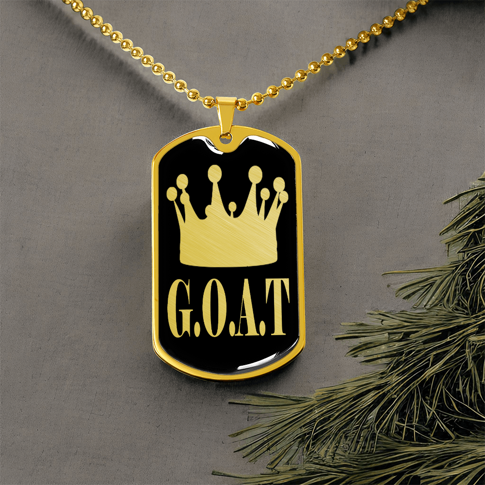 GOAT Greatest of All Time Necklace Dog Tag Stainless Steel or 18k Gold w 24"Chain-Express Your Love Gifts