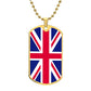 UK Flag Necklace Dog Tag Stainless Steel or 18k Gold 24" Chain-Express Your Love Gifts