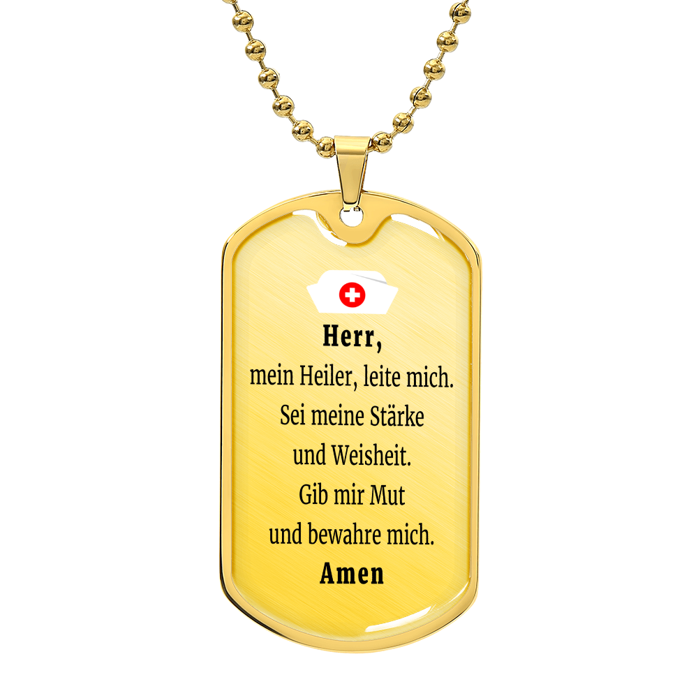 Krankenschwester Krankenpfleger Nurse Prayer Necklace Stainless Steel or 18k Gold Dog Tag 24" Chain-Express Your Love Gifts