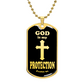 God is My Protection Psalm 91 Necklace Dog Tag Stainless Steel or 18k Gold w 24" Chain-Express Your Love Gifts
