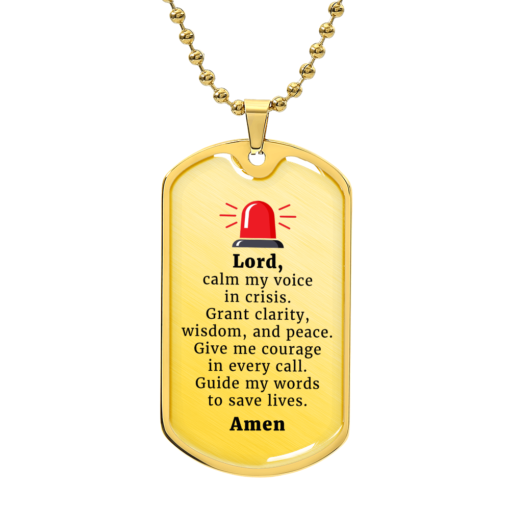 Dispatcher's Prayer Necklace Stainless Steel or 18k Gold Dog Tag 24" Chain-Express Your Love Gifts