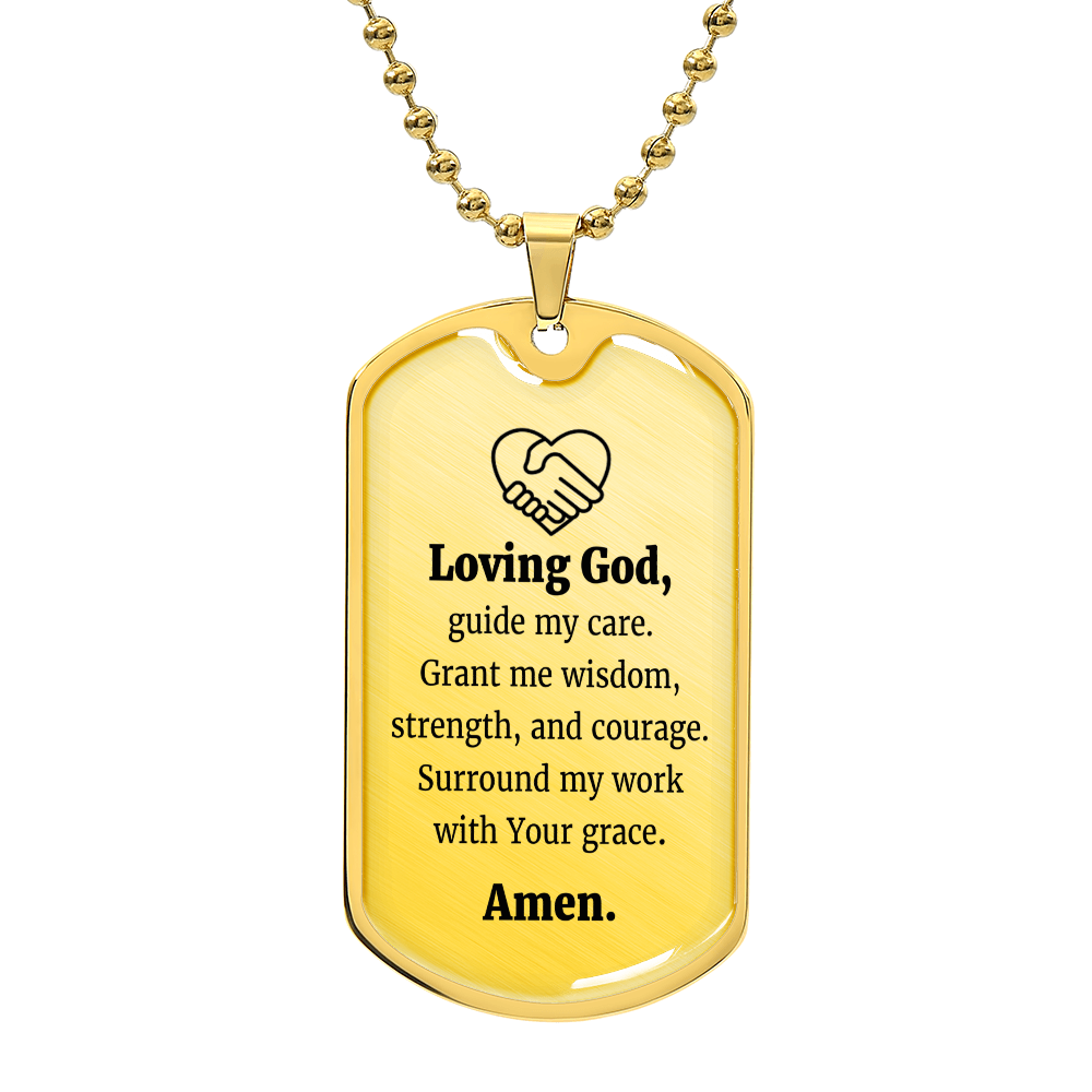 Social Worker's Prayer Necklace Stainless Steel or 18k Gold Dog Tag 24" Chain-Express Your Love Gifts