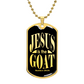 Jesus is the GOAT Matthew 28:18 Necklace Dog Tag Stainless Steel or 18k Gold w 24-Express Your Love Gifts