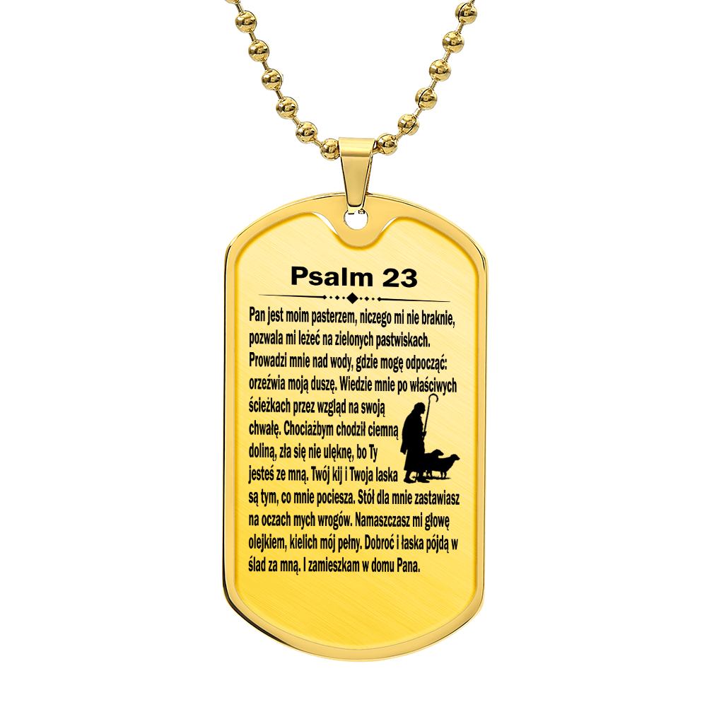 Psalm 23 Polish Psalm Dawida Necklace Dog Tag Stainless Steel or 18k Gold w 24" Chain-Express Your Love Gifts