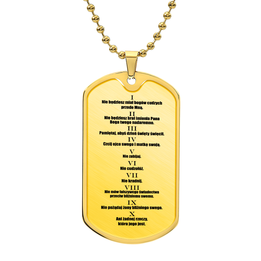 Ten Commandments Polish Przykazań Bożych Necklace Dog Tag Stainless Steel or 18k Gold w 24" Chain-Express Your Love Gifts